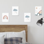 Waterverf Boho regenboog set van 4 poster (Slaapkamer)