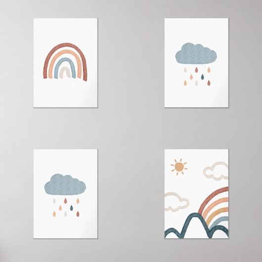 Waterverf Boho regenboog set van 4 poster (Voorkant)