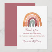 Waterverf Boho regenboogBaby shower Dank u wel aut Bedankkaart (Voorkant / Achterkant)