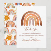 Waterverf Boho regenboogBaby shower Dank u wel aut Bedankkaart (Voorkant / Achterkant)