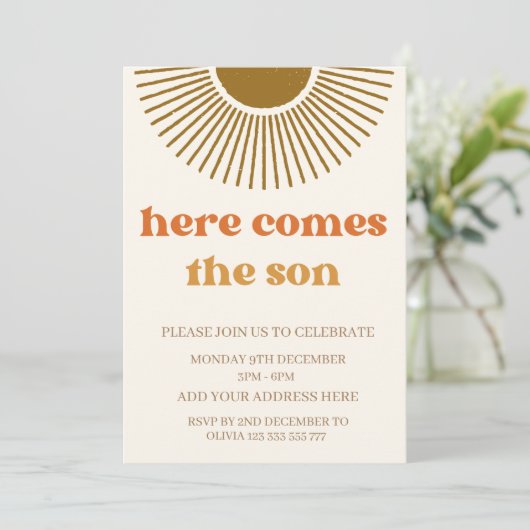 Waterverf Boho Retro komt hier aan de zon. Kaart (Staand voorkant)