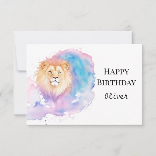 Waterverf Boho Roar Lion Verjaardag Kaart (Voorkant)