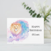 Waterverf Boho Roar Lion Verjaardag Kaart (Staand voorkant)