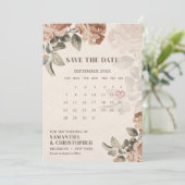 waterverf boho roestig terracotta roos salie save the date (Staand voorkant)