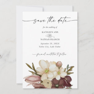 Waterverf Boho Roos & Neutraal  Save the Date Kaart