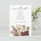 Waterverf Boho Roos & Neutraal Save the Date Kaart (Staand voorkant)