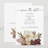 Waterverf Boho Roos & Neutraal Save the Date Kaart (Voorkant / Achterkant)