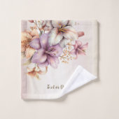 Waterverf Boho Roze Bloemen Elegant Stijlvol Bad Handdoek (Wasdoekje)