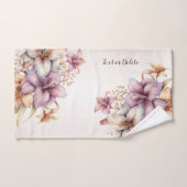 Waterverf Boho Roze Bloemen Elegant Stijlvol Bad Handdoek (Handdoek)