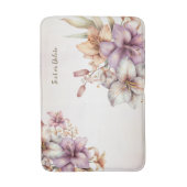 Waterverf Boho Roze Bloemen Elegant Stijlvol Badmat (Voorkant Verticaal)