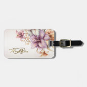 Waterverf Boho Roze Bloemen Elegant Stijlvol Bagagelabel (Voorkant horizontaal)