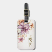 Waterverf Boho Roze Bloemen Elegant Stijlvol Bagagelabel (Voorkant verticaal)