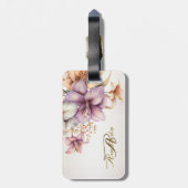 Waterverf Boho Roze Bloemen Elegant Stijlvol Bagagelabel (Achterkant verticaal)
