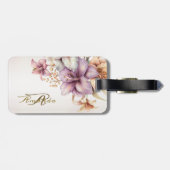 Waterverf Boho Roze Bloemen Elegant Stijlvol Bagagelabel (Achterkant horizontaal)
