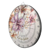 Waterverf Boho Roze Bloemen Elegant Stijlvol Dartbord (Voorkant Rechts)