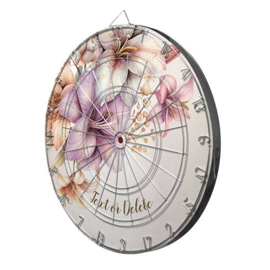 Waterverf Boho Roze Bloemen Elegant Stijlvol Dartbord (Voorkant Rechts)