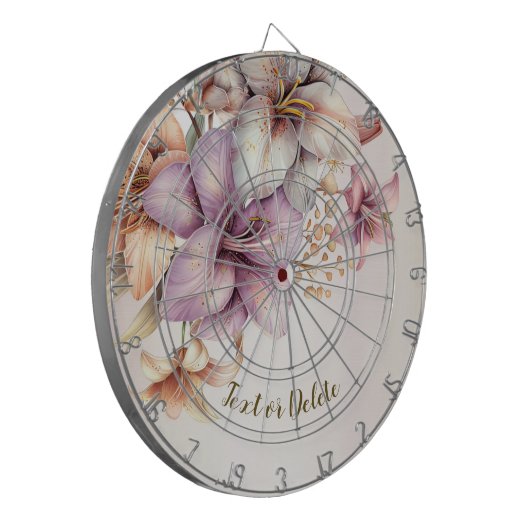 Waterverf Boho Roze Bloemen Elegant Stijlvol Dartbord (Voorkant Links)