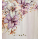 Waterverf Boho Roze Bloemen Elegant Stijlvol Douchegordijn (Voorkant)