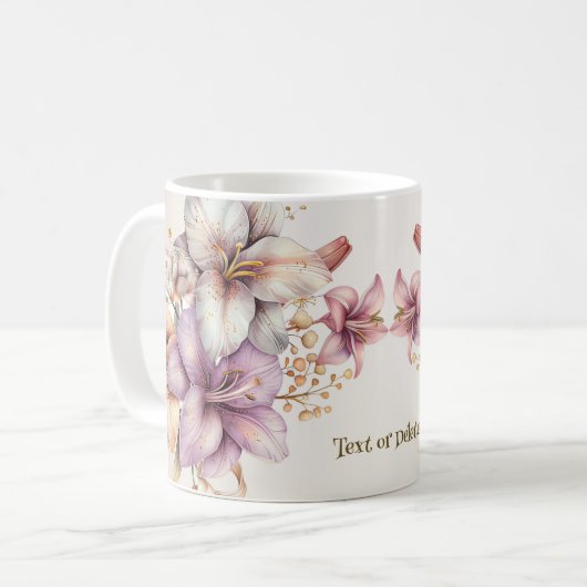 Waterverf Boho Roze Bloemen Elegant Stijlvol Koffiemok (Voorkant links)