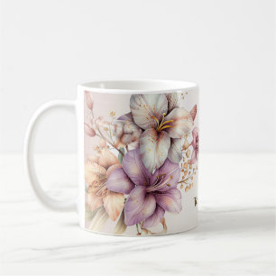 Waterverf Boho Roze Bloemen Elegant Stijlvol Koffiemok