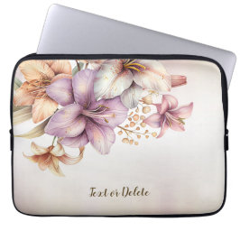 Waterverf Boho Roze Bloemen Elegant Stijlvol Laptop Sleeve