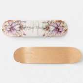 Waterverf Boho Roze Bloemen Elegant Stijlvol Persoonlijk Skateboard (Horizontaal)