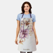 Waterverf Boho Roze Bloemen Elegant Stijlvol Schort (Gedragen)