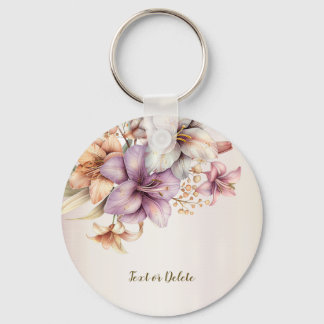 Waterverf Boho Roze Bloemen Elegant Stijlvol Sleutelhanger