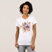 Waterverf Boho Roze Bloemen Elegant Stijlvol T-shirt (Voorkant volledig)