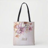 Waterverf Boho Roze Bloemen Elegant Stijlvol Tote Bag (Voorkant)