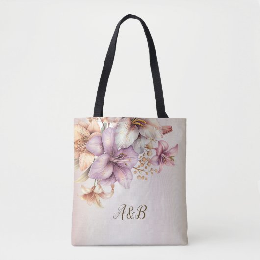 Waterverf Boho Roze Bloemen Elegant Stijlvol Tote Bag (Voorkant)