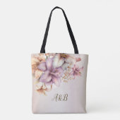 Waterverf Boho Roze Bloemen Elegant Stijlvol Tote Bag (Achterkant)