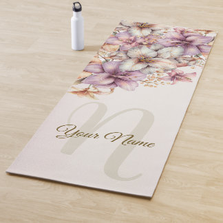 Waterverf Boho Roze Bloemen Elegant Stijlvol Yogamat