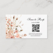 waterverf Boho Roze Bloemen RSVP QR Code Huwelijk Informatiekaartje (Voorkant)
