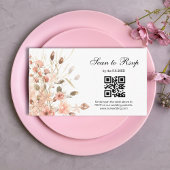 waterverf Boho Roze Bloemen RSVP QR Code Huwelijk Informatiekaartje