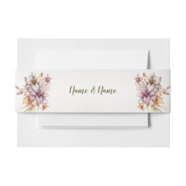 Waterverf Boho Roze Bloemen Rustiek Elegant Uitnodigingen Wikkel