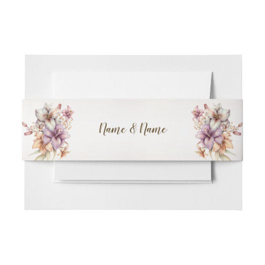 Waterverf Boho Roze Bloemen Rustiek Elegant Uitnodigingen Wikkel (Voorkant Voorbeeld)