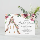 Waterverf Boho roze bordeauxrood vrijgezellenfeest Kaart (Staand voorkant)