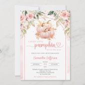 Waterverf boho roze en gouden pompoenboog bloemenp kaart (Voorkant)