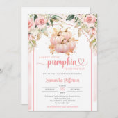 Waterverf boho roze en gouden pompoenboog bloemenp kaart (Voorkant / Achterkant)