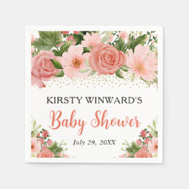 Waterverf Boho Roze Rozen Boho Baby Shower Servet