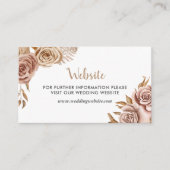 Waterverf Boho Rozen Flowers Wedding Website Informatiekaartje (Voorkant)