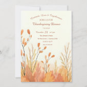 Waterverf Boho Rustic Pampas Grass Thanksgiving Kaart (Voorkant)