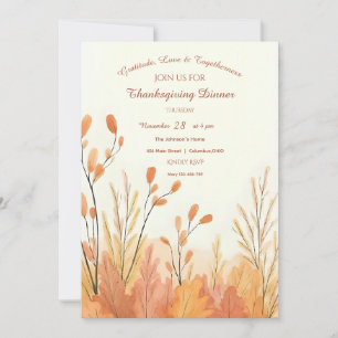 Waterverf Boho Rustic Pampas Grass Thanksgiving Kaart