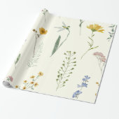 Waterverf Boho Rustic Wildflower Wrapping Paper Cadeaupapier (Uitgerold)