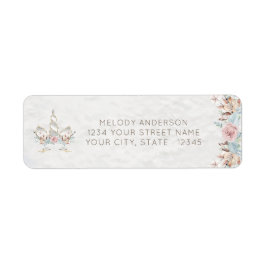 Waterverf BOHO Rustic Woodland Floral Unicorn Etiket