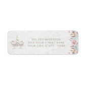 Waterverf BOHO Rustic Woodland Floral Unicorn Etiket (Voorkant)