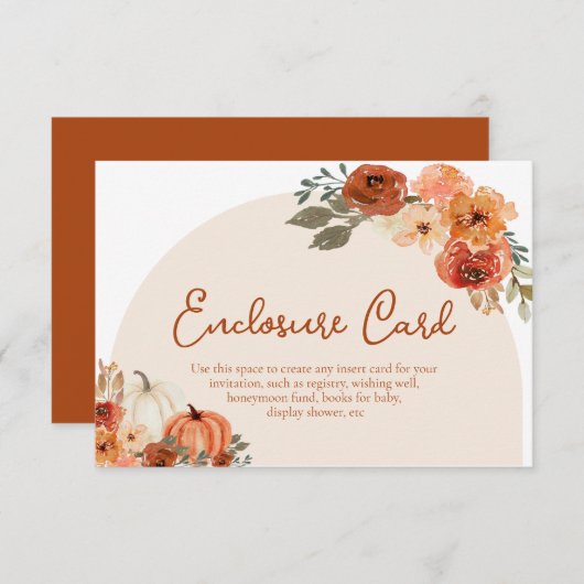 Waterverf Boho Rustieke Herfst Pompoen bruiloft Informatiekaartje (Voorkant / Achterkant)