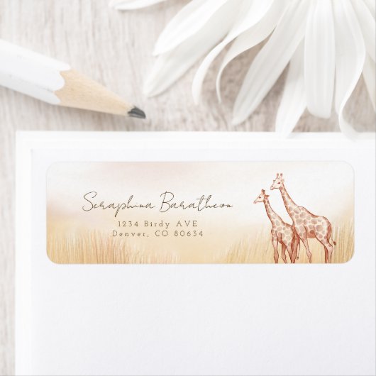 Waterverf Boho Safari Giraffe Etiket (Insitu)