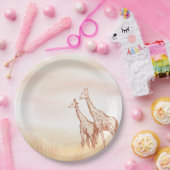 Waterverf Boho Safari Giraffe Papieren Bordje (Feest)